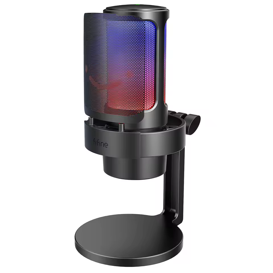 Microfone Fifine A8 com iluminação RGB e som cristalino