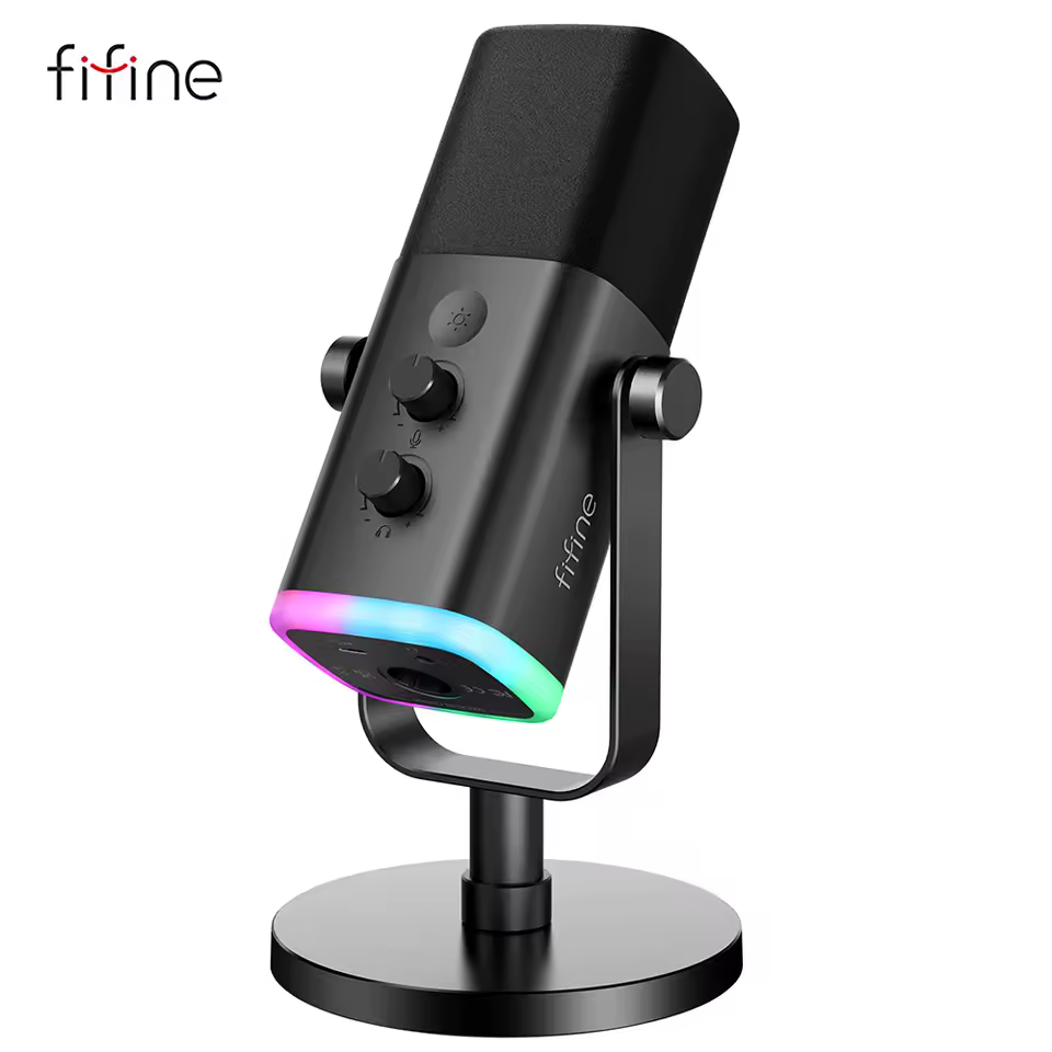Microfone Dinâmico Fifine AM8 para podcast e streaming